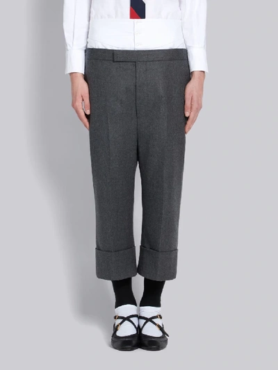 Shop Thom Browne Wool Flannel Drop-crotch Trouser In Grey