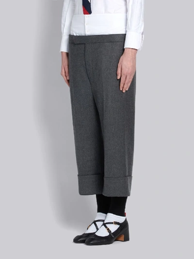 Shop Thom Browne Wool Flannel Drop-crotch Trouser In Grey
