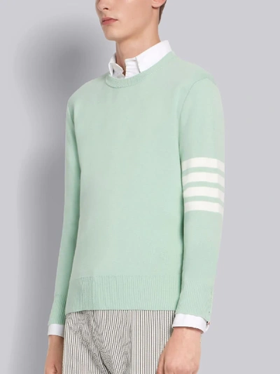 Shop Thom Browne Light Green Milano Stitch 4-bar Pullover