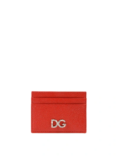 Shop Dolce & Gabbana Red Dauphine Leather Card Holder