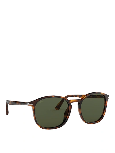 Shop Persol Green Lens Havana Pantos Sunglasses In Brown