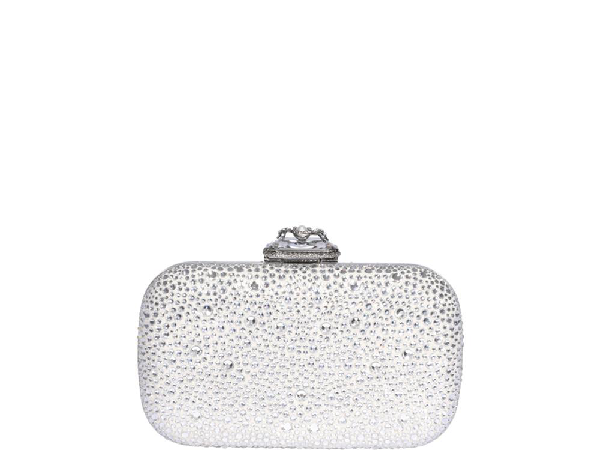 alexander mcqueen silver clutch