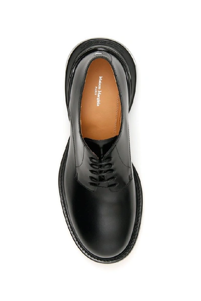 Shop Maison Margiela Contrast Heeled Derby Shoes In Black