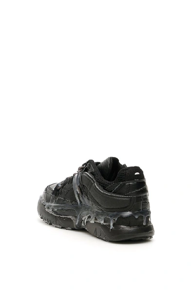 Maison Margiela Fusion Leather And Mesh Trainers In Black | ModeSens