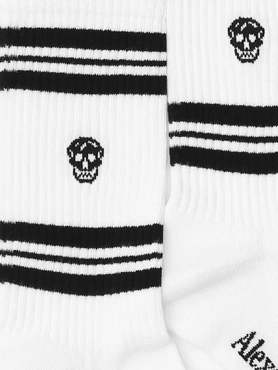 Shop Alexander Mcqueen Stripe Skull Motif Socks In White