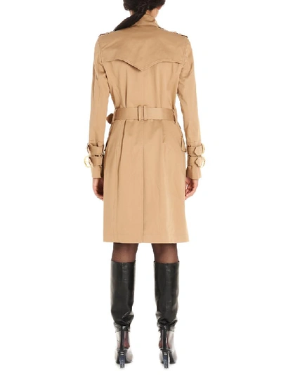 Shop Balmain Double Breasted Trench Coat In Beige