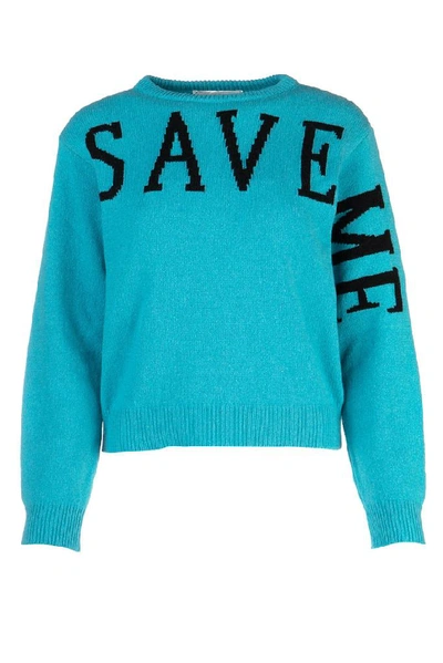 Shop Alberta Ferretti Save Me Knitted Sweater In Blue