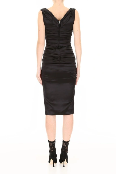 Shop Dolce & Gabbana Ruched Midi Dress In Black