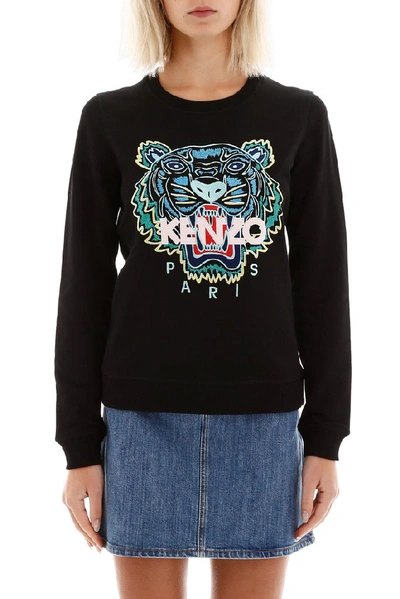 Shop Kenzo Tiger Logo Sweatshirt In Black