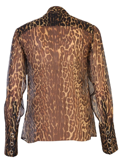 Shop Burberry Leopard Print Bow Blouse In Multi