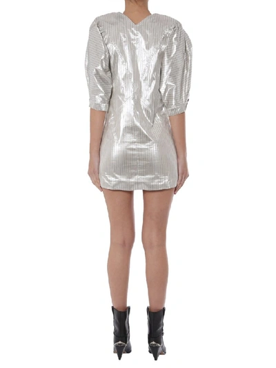 Shop Isabel Marant Puffed Sleeve Dress In Silver