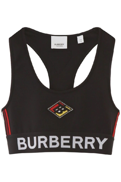 Shop Burberry Logo Sports Bra In Black