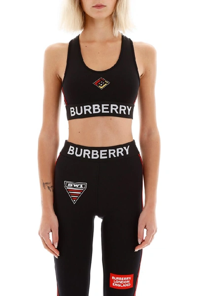 Shop Burberry Logo Sports Bra In Black
