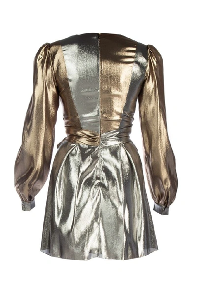 Shop Alberta Ferretti Metallic Dress In Silver