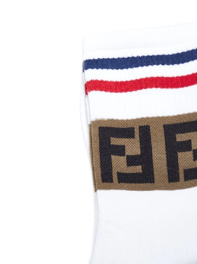 Shop Fendi Ff Logo Socks In White