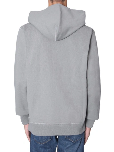 Shop Helmut Lang Logo Embroidered Hoodie In Grey