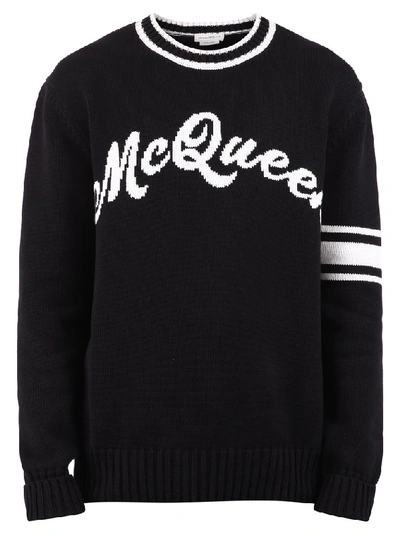 Shop Alexander Mcqueen Intarsia Logo Sweater In Black
