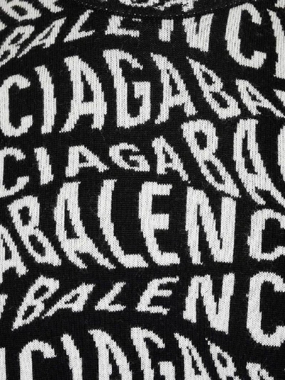 Shop Balenciaga Logo Wave Crewneck Sweater In Black