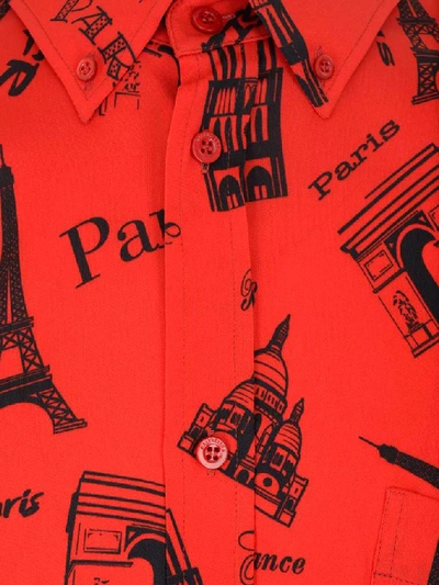 Shop Balenciaga Eiffel Tower Printed Shirt In Red