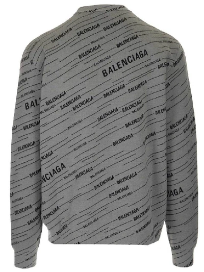 Shop Balenciaga Diagonal Logo Sweater In Grey