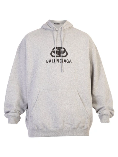 Shop Balenciaga Logo Printed Hoodie In Grey