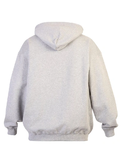 Shop Balenciaga Logo Printed Hoodie In Grey