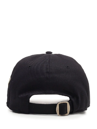 Shop Gucci Embroidered Ny Yankees Logo Baseball Cap In Black
