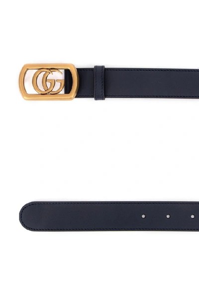 Shop Gucci Framed Gg Buckle Belt In Navy