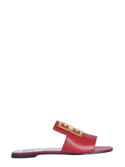 Shop Givenchy 4g Logo Buckle Slides In Red