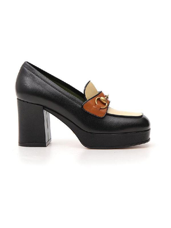gucci leather platform loafer with horsebit