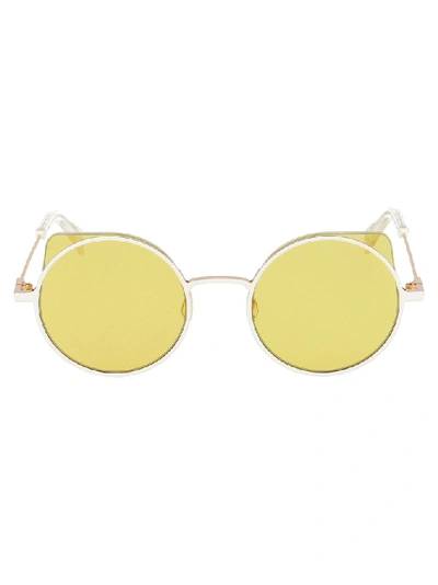 Shop Yohji Yamamoto Rund Sunglasses In Yellow