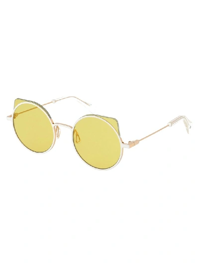 Shop Yohji Yamamoto Rund Sunglasses In Yellow