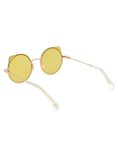 Shop Yohji Yamamoto Rund Sunglasses In Yellow