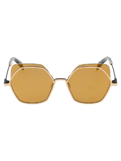 Shop Yohji Yamamoto Oversized Sunglasses In Gold