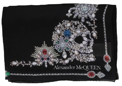 Shop Alexander Mcqueen Treasure Skeleton Shawl In Black