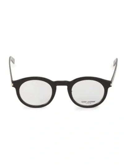 Shop Saint Laurent 47mm Round Optical Glasses In Black