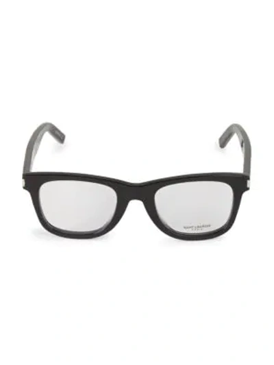 Shop Saint Laurent 50mm Square Optical Glasses In Black