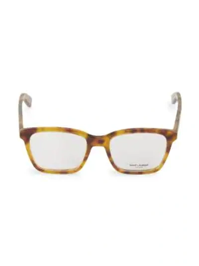 Shop Saint Laurent 52mm Square Optical Glasses In Light Brown