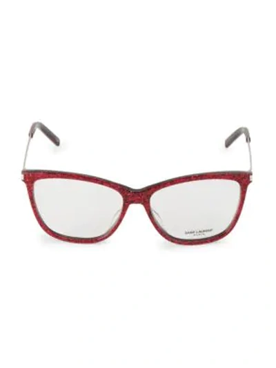 Shop Saint Laurent 56mm Cat Eye Optical Glasses In Red