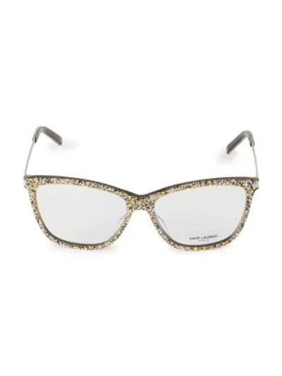 Shop Saint Laurent 56mm Square Optical Glasses In Grey