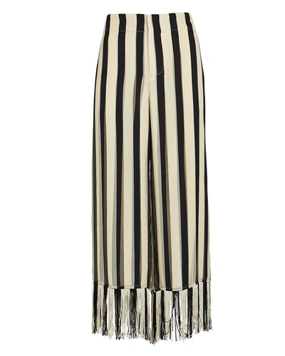 Shop Monse Striped Silk Chiffon Culottes In Blk/wht