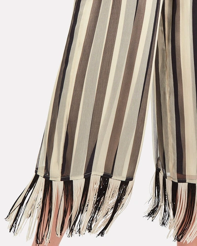 Shop Monse Striped Silk Chiffon Culottes In Blk/wht