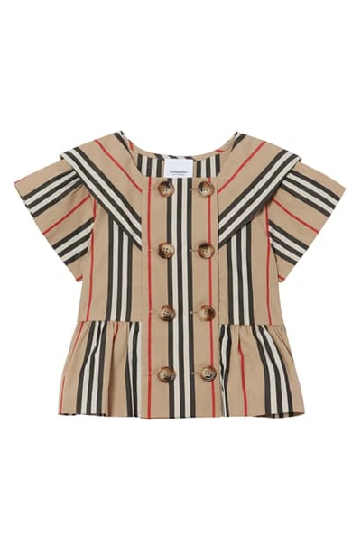 Shop Burberry Orin Icon Stripe Sailor Shirt In Archive Beige Ip S