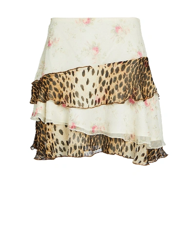 Shop R13 Cheetah Floral Flounce Skirt In Floral/cheetah