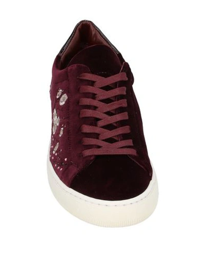 Shop Philippe Model Woman Sneakers Burgundy Size 8 Textile Fibers, Soft Leather In Red