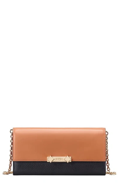 Shop Mcm Colorblock Leather Wallet On A Chain In Black