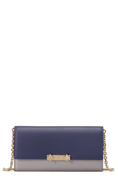 Shop Mcm Colorblock Leather Wallet On A Chain In Arch Grey