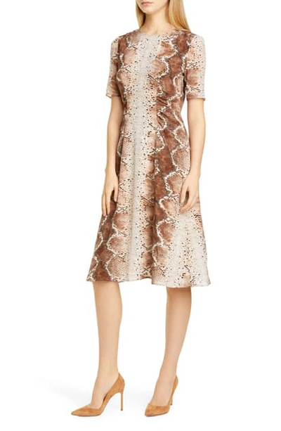 Shop Altuzarra Snakeskin Print A-line Silk Dress In 102102 Ivory