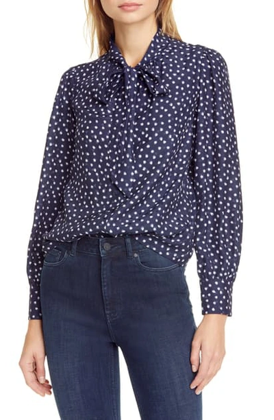 Shop Rebecca Taylor Blurry Heart Top In Navy Combo