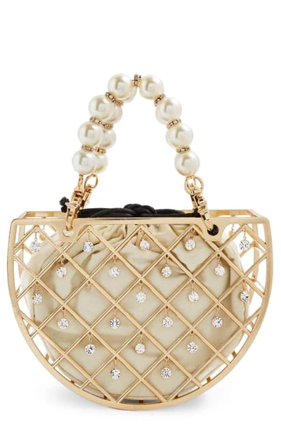 Topshop Pearl Handle Crystal Lattice Metal Bag In Gold | ModeSens